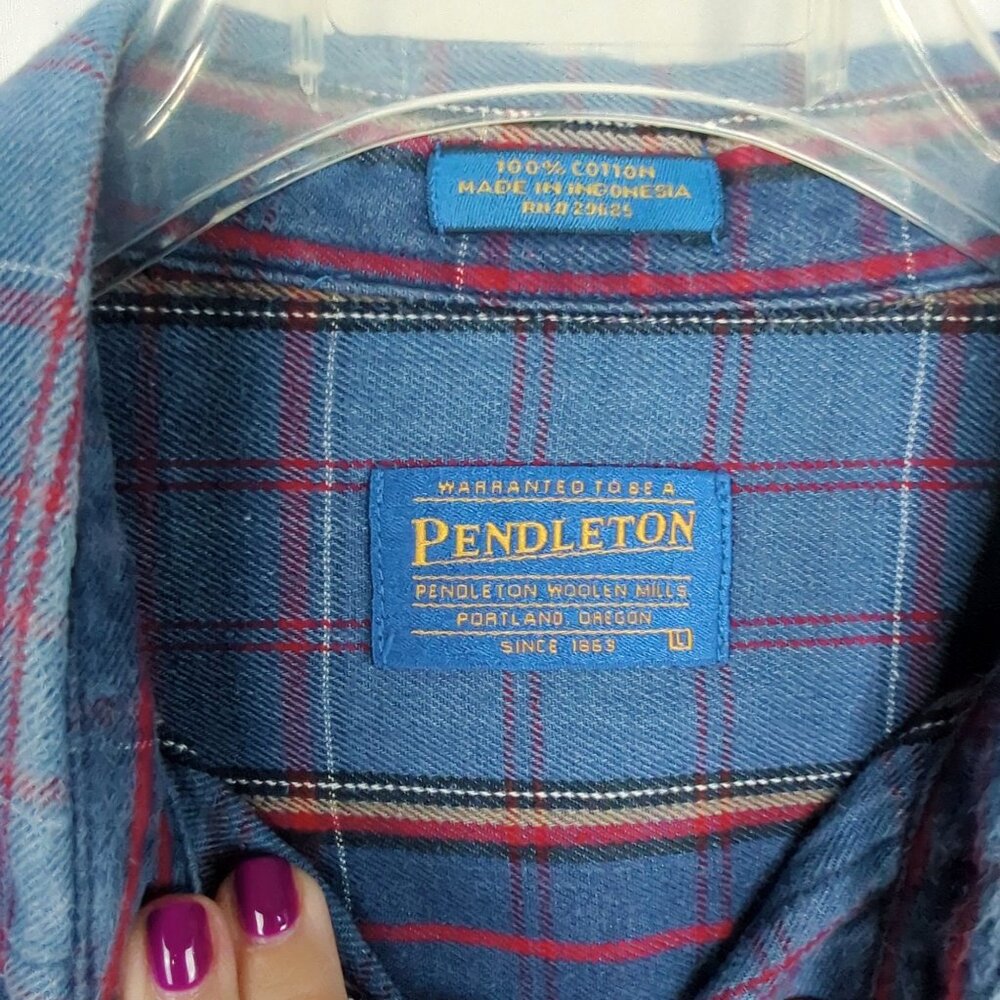Pendleton Button Down Shirt Large Button Down Blu… - image 7